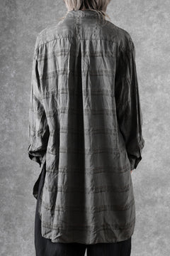 画像をギャラリービューアに読み込む, KLASICA SHORT COLLAR ROOMY SHIRTS / DRAPE &amp; SMOOTH TEXTILE (GRAYSH DYE CHECK)