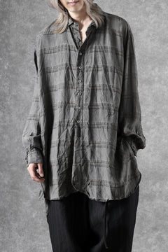 画像をギャラリービューアに読み込む, KLASICA SHORT COLLAR ROOMY SHIRTS / DRAPE & SMOOTH TEXTILE (GRAYSH DYE CHECK)