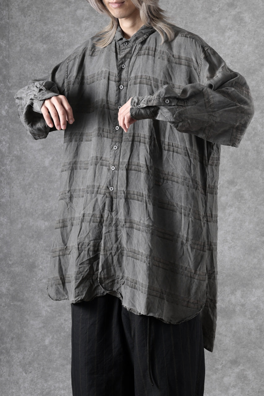 画像をギャラリービューアに読み込む, KLASICA SHORT COLLAR ROOMY SHIRTS / DRAPE & SMOOTH TEXTILE (GRAYSH DYE CHECK)