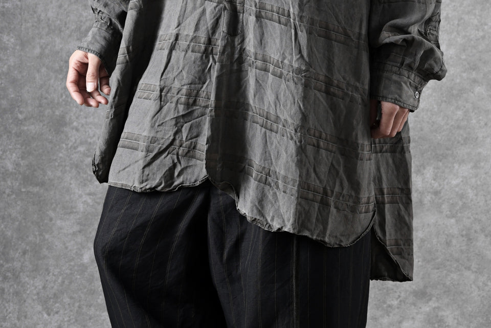 画像をギャラリービューアに読み込む, KLASICA SHORT COLLAR ROOMY SHIRTS / DRAPE & SMOOTH TEXTILE (GRAYSH DYE CHECK)