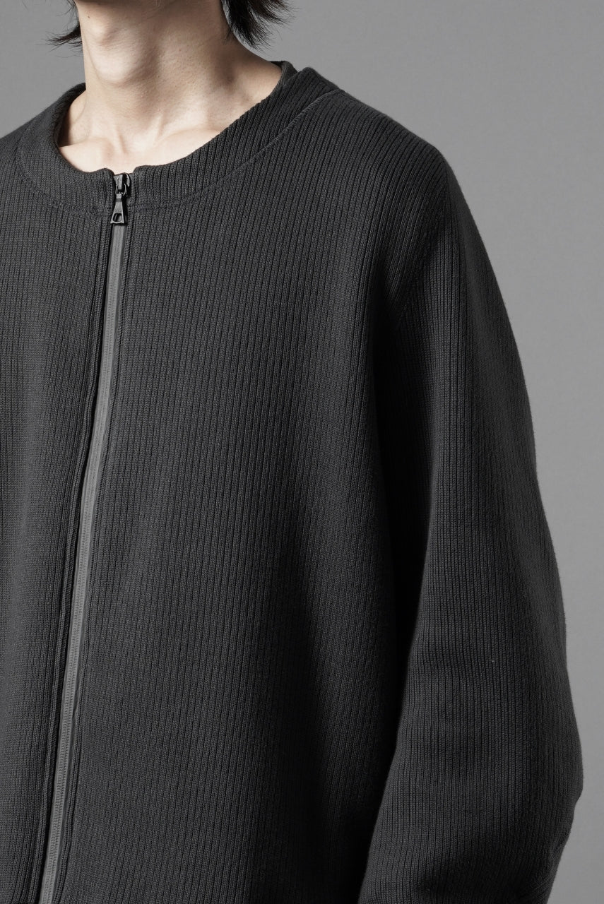 画像をギャラリービューアに読み込む, OPPOSE DUALITY NO COLLAR RIB ZIP TOP (BLACK)