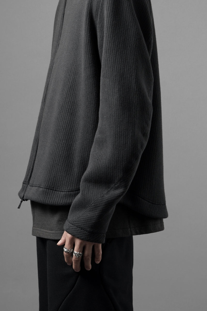 画像をギャラリービューアに読み込む, OPPOSE DUALITY NO COLLAR RIB ZIP TOP (BLACK)