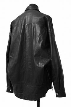 画像をギャラリービューアに読み込む, A.F ARTEFACT SNAPPED COCOON SHIRT-JACKET / SOFT GOAT LEATHER (BLACK)