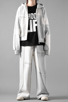画像をギャラリービューアに読み込む, Feng Chen Wang PANELLED FULL ZIP HOODIE (GREY)