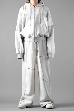 画像をギャラリービューアに読み込む, Feng Chen Wang PANELLED FULL ZIP HOODIE (GREY)