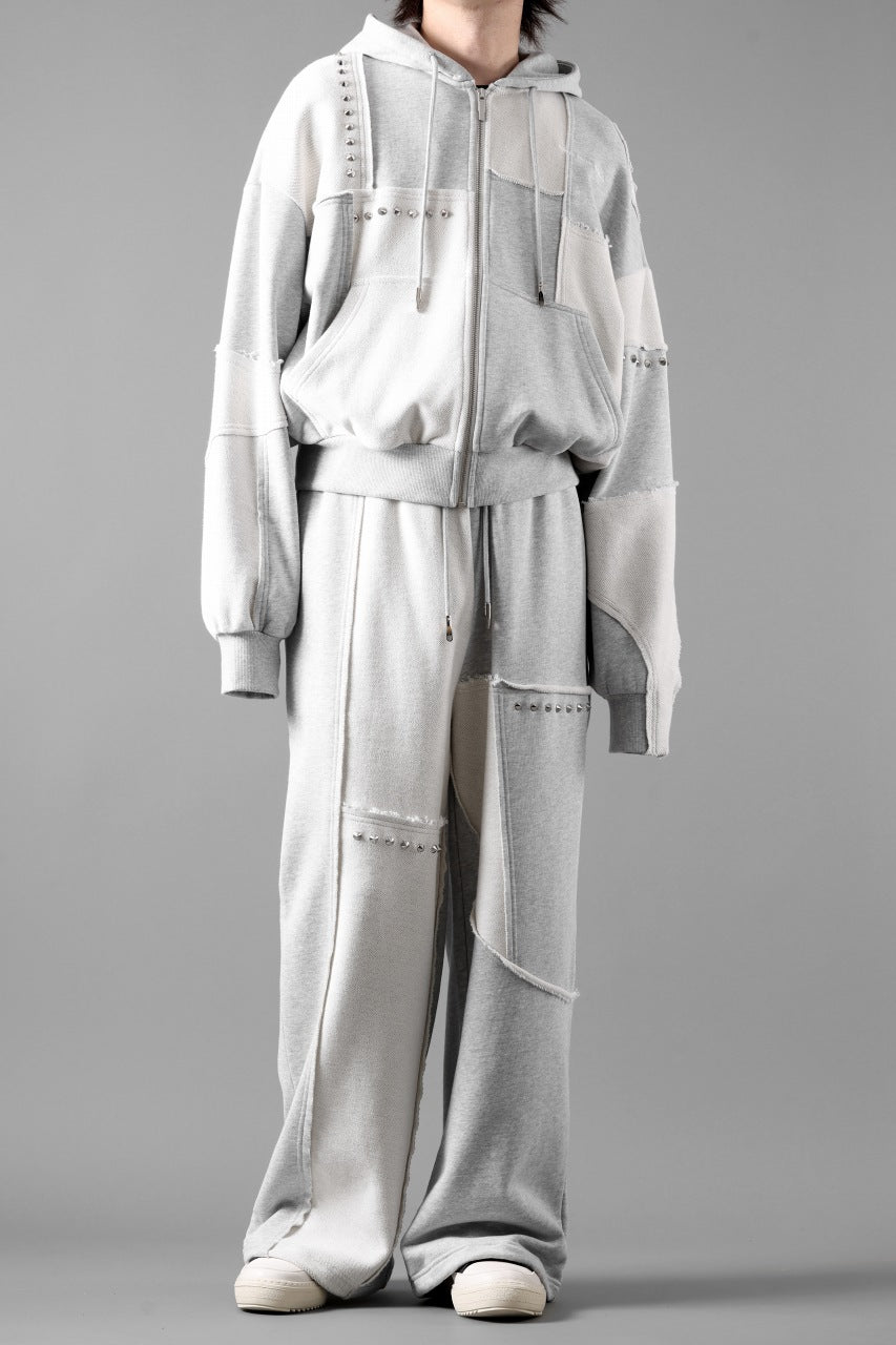 画像をギャラリービューアに読み込む, Feng Chen Wang PANELLED FULL ZIP HOODIE (GREY)