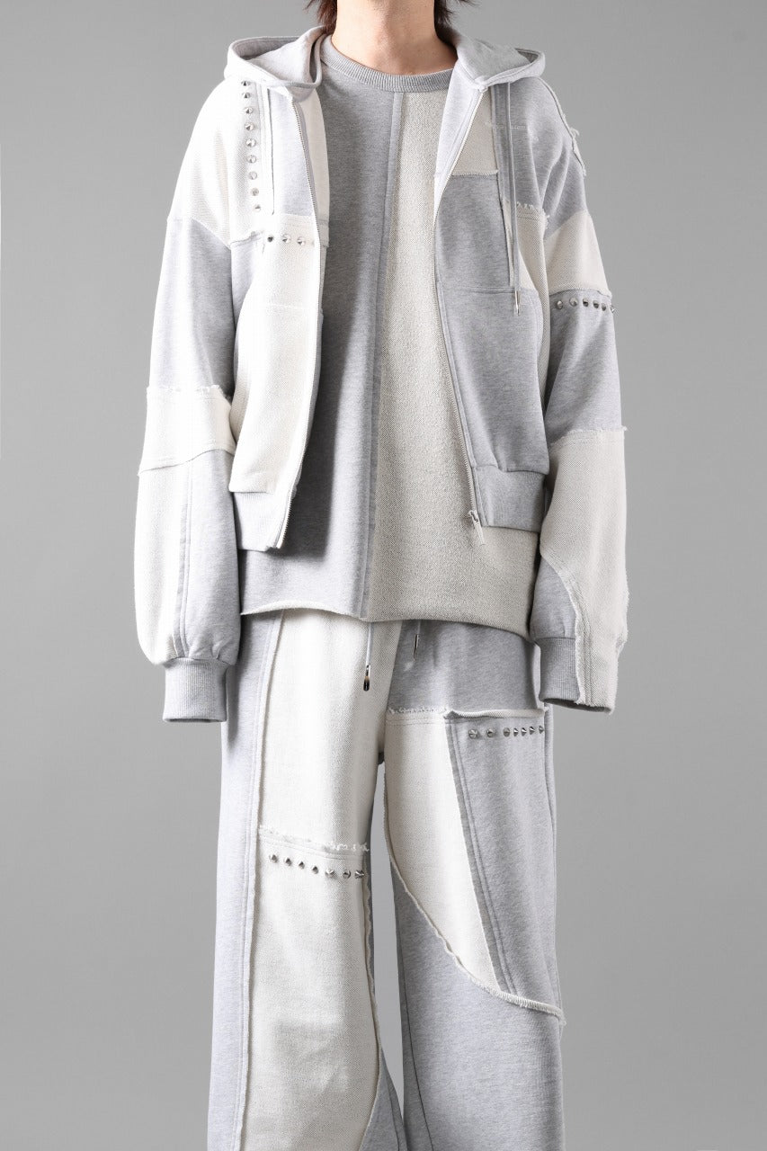 画像をギャラリービューアに読み込む, Feng Chen Wang PANELLED FULL ZIP HOODIE (GREY)