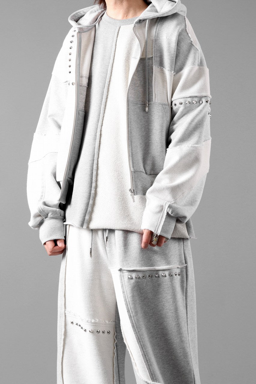 画像をギャラリービューアに読み込む, Feng Chen Wang PANELLED FULL ZIP HOODIE (GREY)