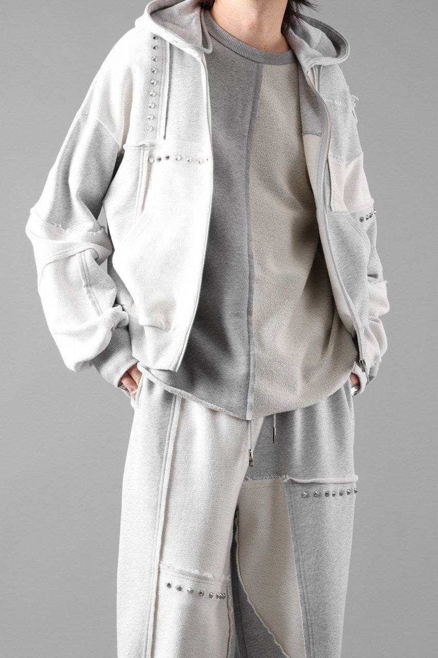 画像をギャラリービューアに読み込む, Feng Chen Wang PANELLED FULL ZIP HOODIE (GREY)