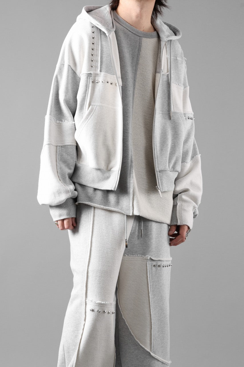 画像をギャラリービューアに読み込む, Feng Chen Wang PANELLED FULL ZIP HOODIE (GREY)