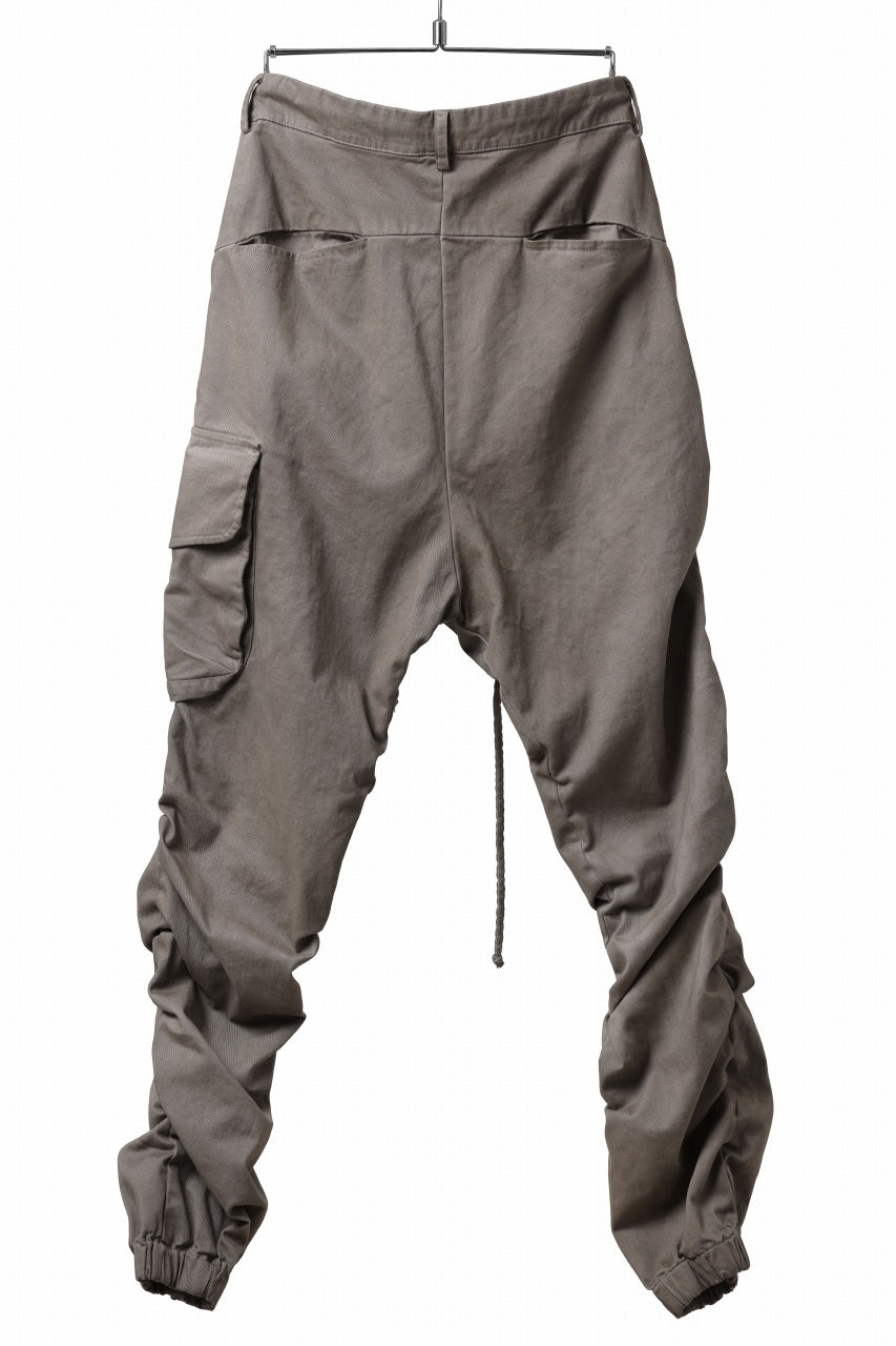 画像をギャラリービューアに読み込む, daub DYEING EASY CARGO GATHER PANTS / STRETCH DRILL PEACH HAND (TAUPE GREY)