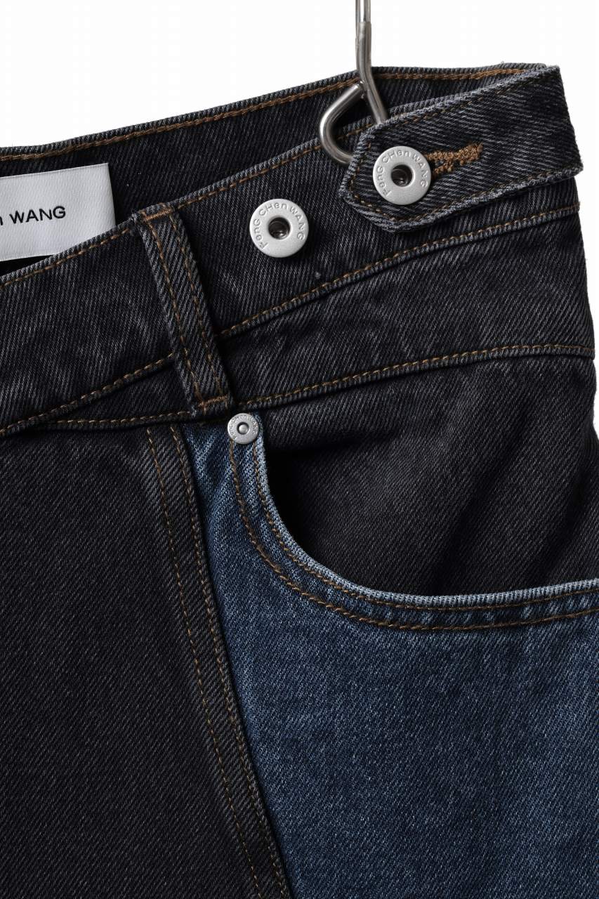 画像をギャラリービューアに読み込む, Feng Chen Wang TILTED WASITBAND JEANS TROUSERS (BLACK/BLUE)
