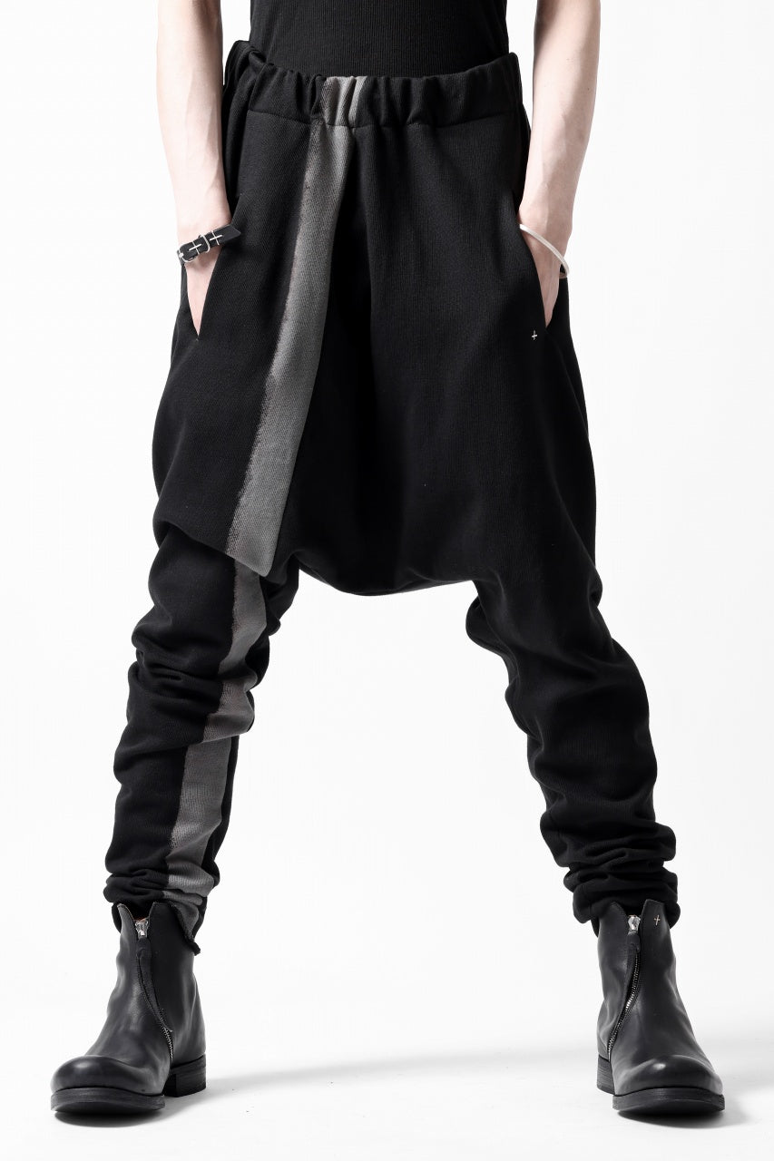 Load image into Gallery viewer, m.a+ hand painted elastic waist low crotch 2 pocket pants / P571-HP/JM4 (BLACK)