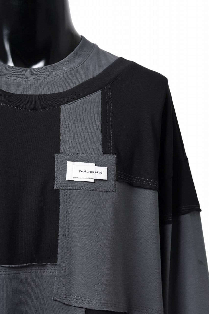 画像をギャラリービューアに読み込む, Feng Chen Wang PANELLED TOPS (BLACK/GREY)