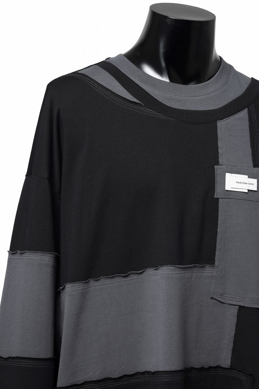 画像をギャラリービューアに読み込む, Feng Chen Wang PANELLED TOPS (BLACK/GREY)