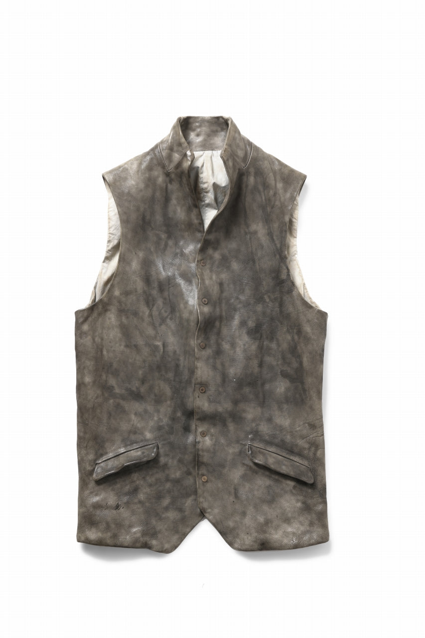 画像をギャラリービューアに読み込む, ierib Leather Vest / Hand Dyed Baby Calf (GREY)