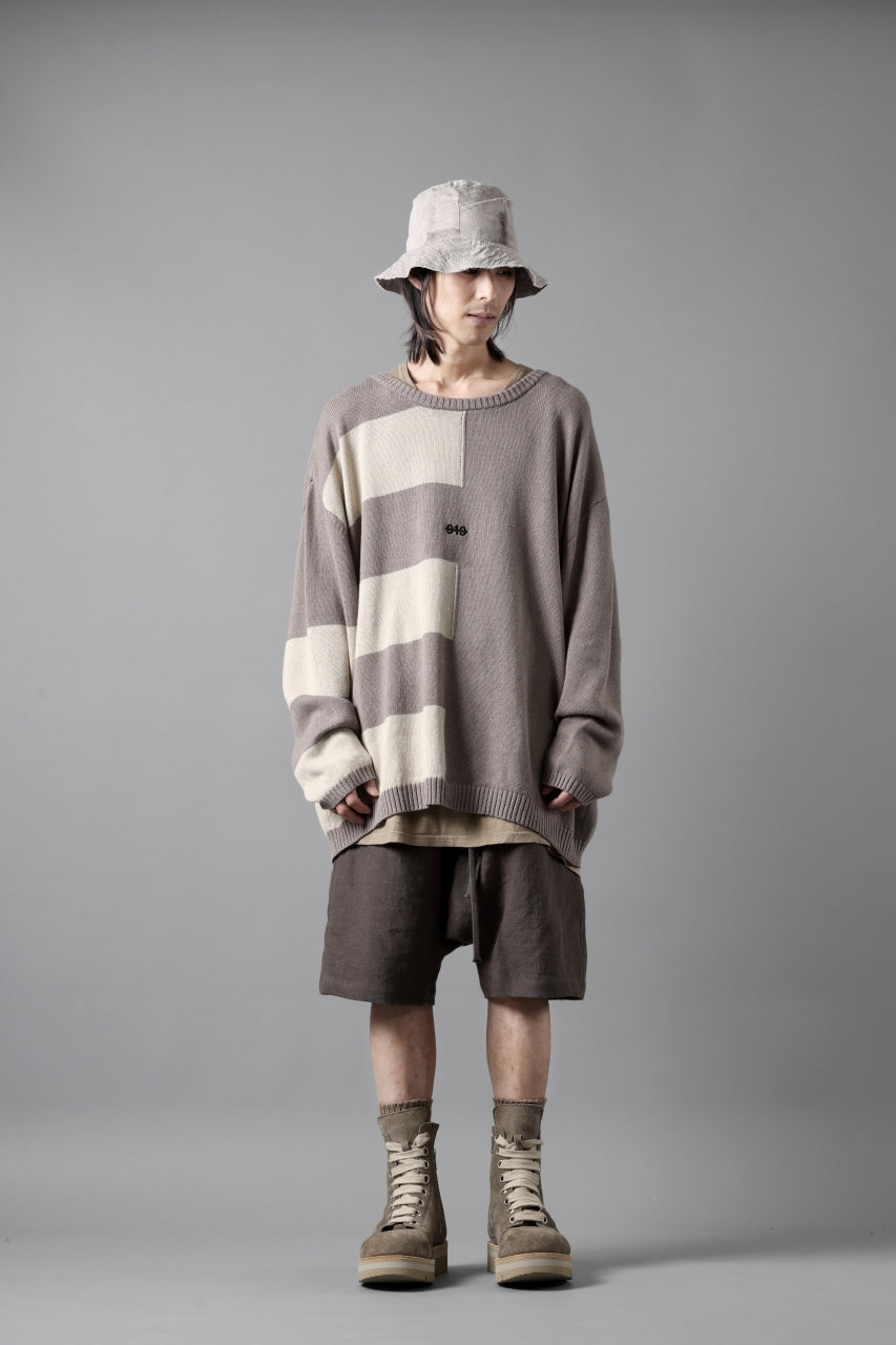 画像をギャラリービューアに読み込む, A.F ARTEFACT STRIPES COMBI SUMMER KNIT TOPS / COTTON LINEN (GREY x IVORY)