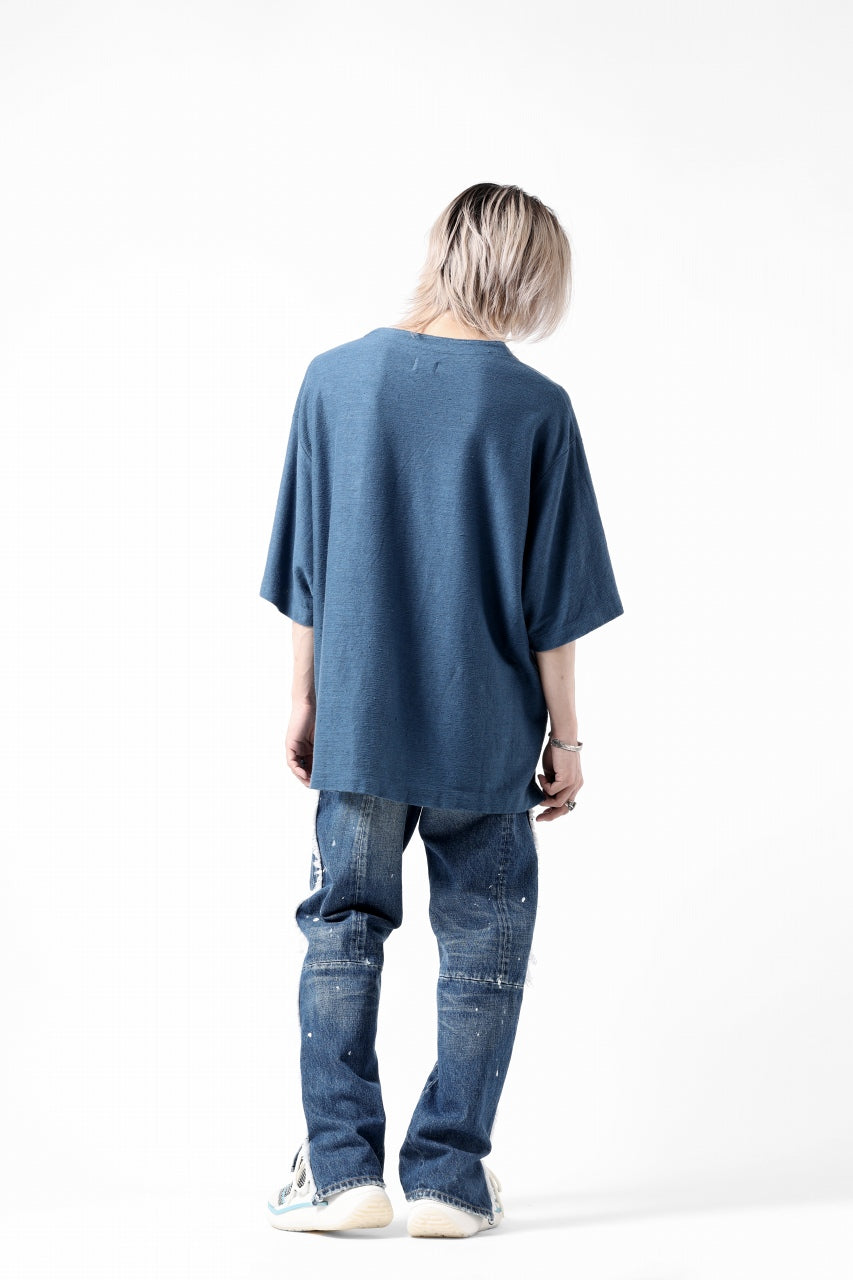 画像をギャラリービューアに読み込む, CAPERTICA KEY NECK TEE / LINEN HEAVY JERSEY (DEEP BLUE)