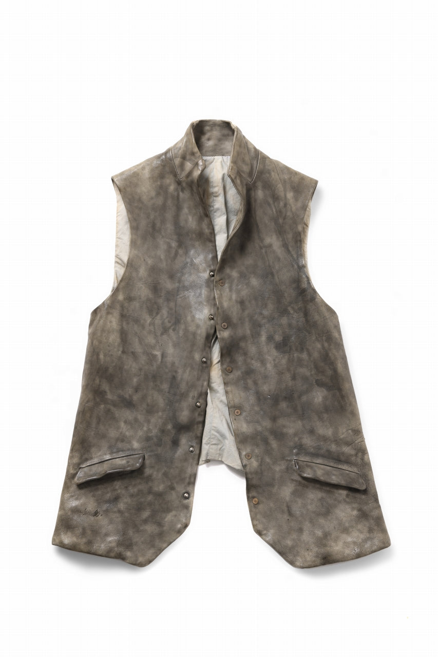 画像をギャラリービューアに読み込む, ierib Leather Vest / Hand Dyed Baby Calf (GREY)