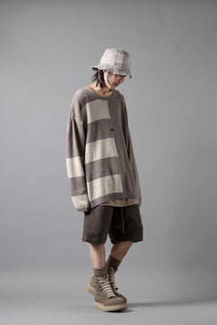 画像をギャラリービューアに読み込む, A.F ARTEFACT STRIPES COMBI SUMMER KNIT TOPS / COTTON LINEN (GREY x IVORY)
