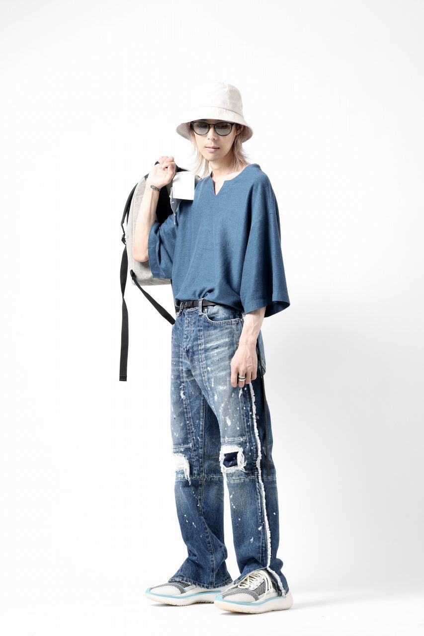 Load image into Gallery viewer, CAPERTICA OVERSIZED ASYMMETRY TEE / LINEN HEAVY JERSEY (ANTIQUE BLACK)
