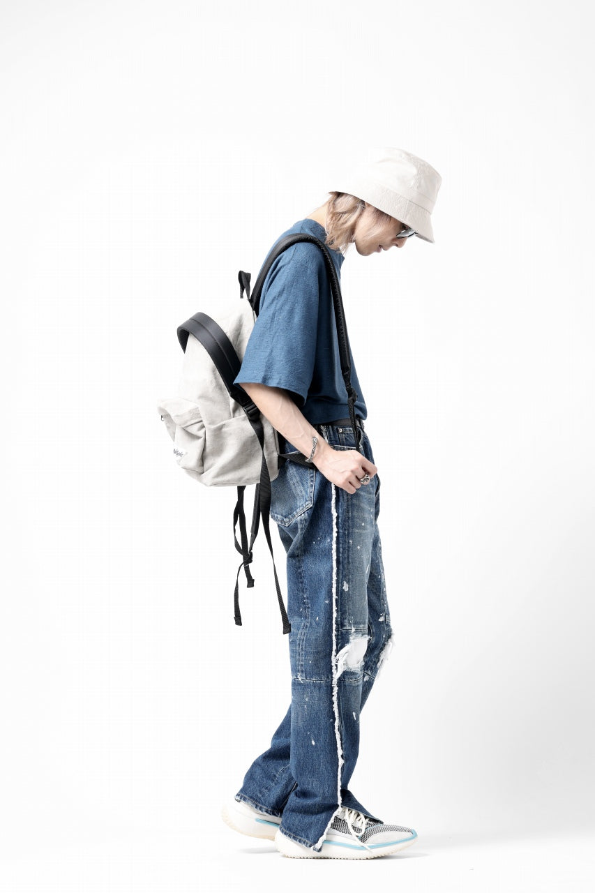 画像をギャラリービューアに読み込む, CAPERTICA KEY NECK TEE / LINEN HEAVY JERSEY (DEEP BLUE)