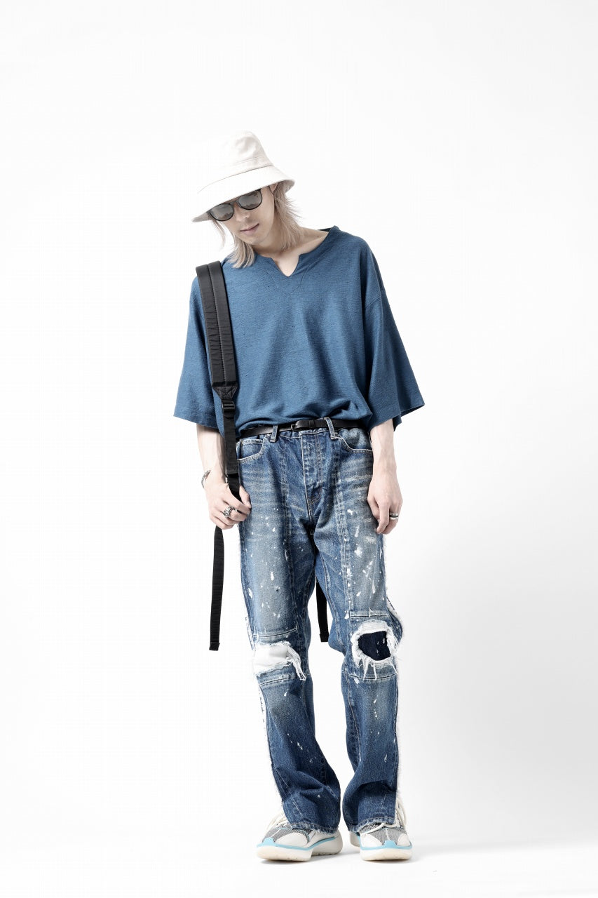 Load image into Gallery viewer, CAPERTICA OVERSIZED ASYMMETRY TEE / LINEN HEAVY JERSEY (ANTIQUE BLACK)