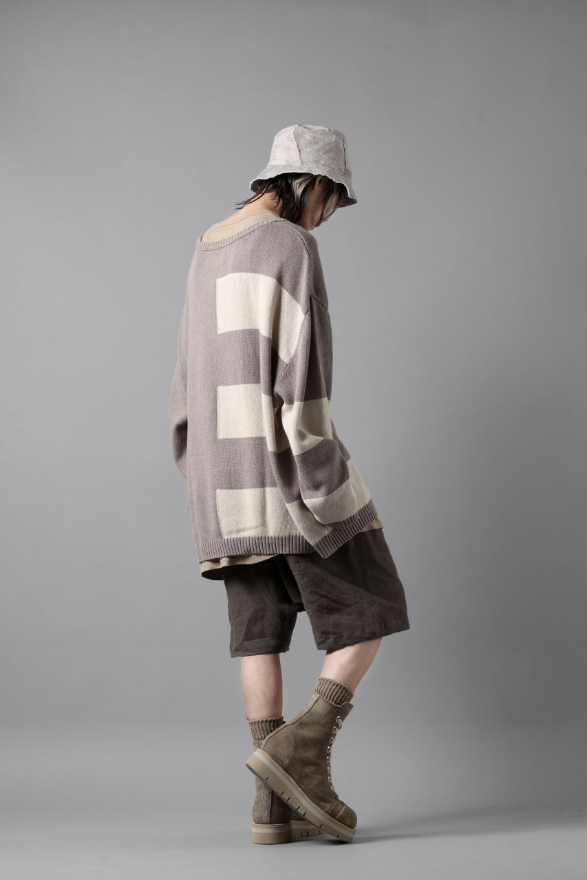 画像をギャラリービューアに読み込む, A.F ARTEFACT STRIPES COMBI SUMMER KNIT TOPS / COTTON LINEN (GREY x IVORY)