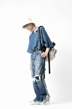 画像をギャラリービューアに読み込む, CAPERTICA KEY NECK TEE / LINEN HEAVY JERSEY (DEEP BLUE)