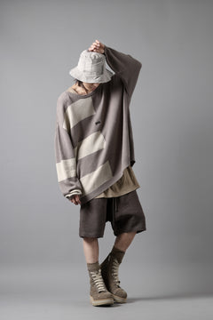 画像をギャラリービューアに読み込む, A.F ARTEFACT STRIPES COMBI SUMMER KNIT TOPS / COTTON LINEN (GREY x IVORY)