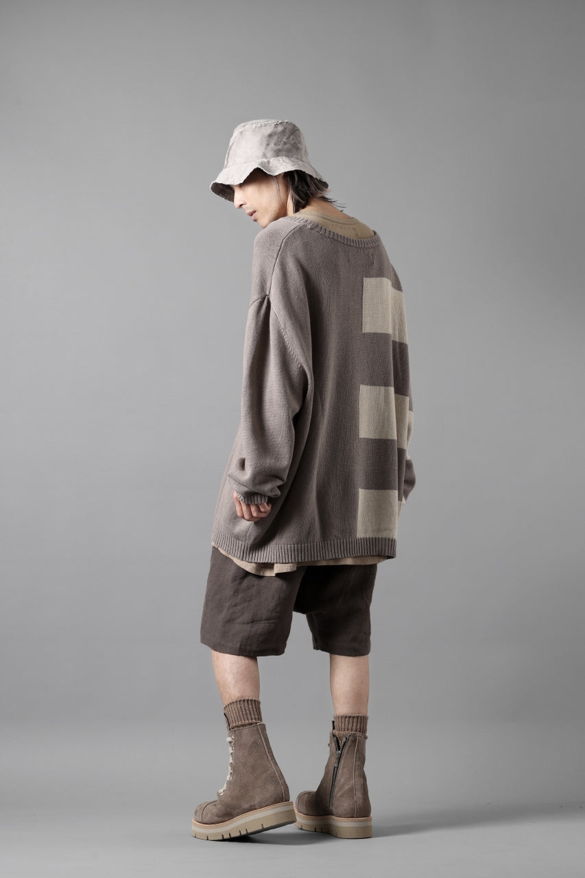 画像をギャラリービューアに読み込む, A.F ARTEFACT STRIPES COMBI SUMMER KNIT TOPS / COTTON LINEN (GREY x IVORY)