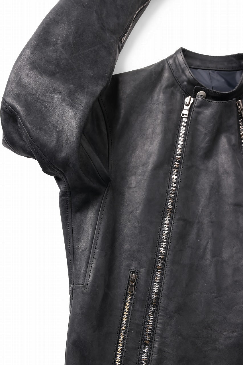 画像をギャラリービューアに読み込む, ierib Detachable Front Panel Jacket / Shiny Nubuck Horse (BLACK)