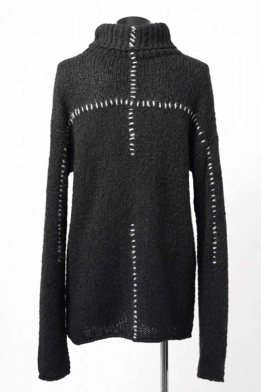 画像をギャラリービューアに読み込む, thom/krom HIGH COLLAR KNIT PULLOVER / ALPACA WOOL (BLACK)