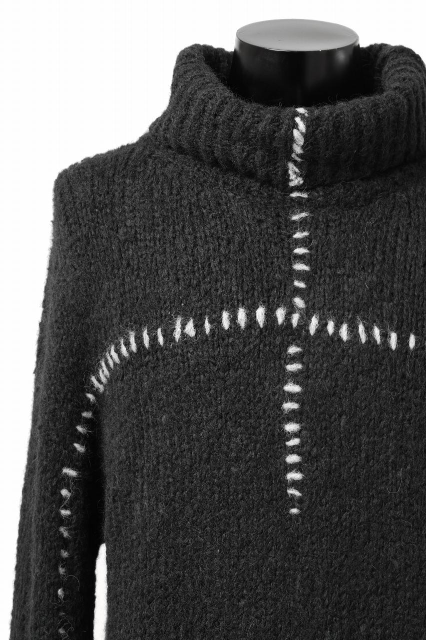 画像をギャラリービューアに読み込む, thom/krom HIGH COLLAR KNIT PULLOVER / ALPACA WOOL (BLACK)