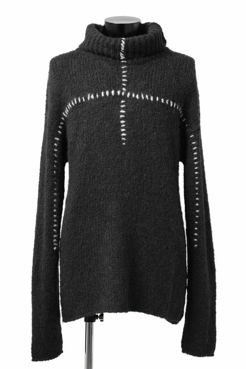 画像をギャラリービューアに読み込む, thom/krom HIGH COLLAR KNIT PULLOVER / ALPACA WOOL (BLACK)