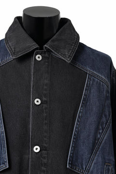 画像をギャラリービューアに読み込む, Feng Chen Wang DECONSTRUCTED DENIM JACKET (BLACK/NAVY)