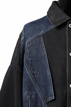 画像をギャラリービューアに読み込む, Feng Chen Wang DECONSTRUCTED DENIM JACKET (BLACK/NAVY)