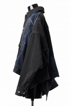 画像をギャラリービューアに読み込む, Feng Chen Wang DECONSTRUCTED DENIM JACKET (BLACK/NAVY)