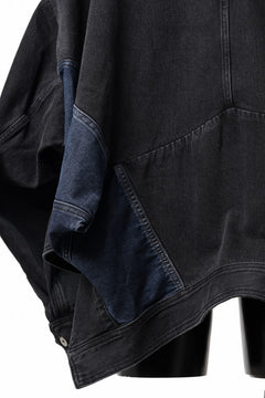 画像をギャラリービューアに読み込む, Feng Chen Wang DECONSTRUCTED DENIM JACKET (BLACK/NAVY)