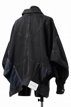 画像をギャラリービューアに読み込む, Feng Chen Wang DECONSTRUCTED DENIM JACKET (BLACK/NAVY)