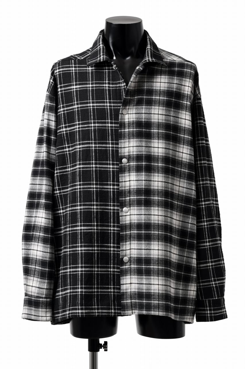 画像をギャラリービューアに読み込む, A.F ARTEFACT SNAPPED OVER SHIRT / SWITCHING CHECK (BLACK)