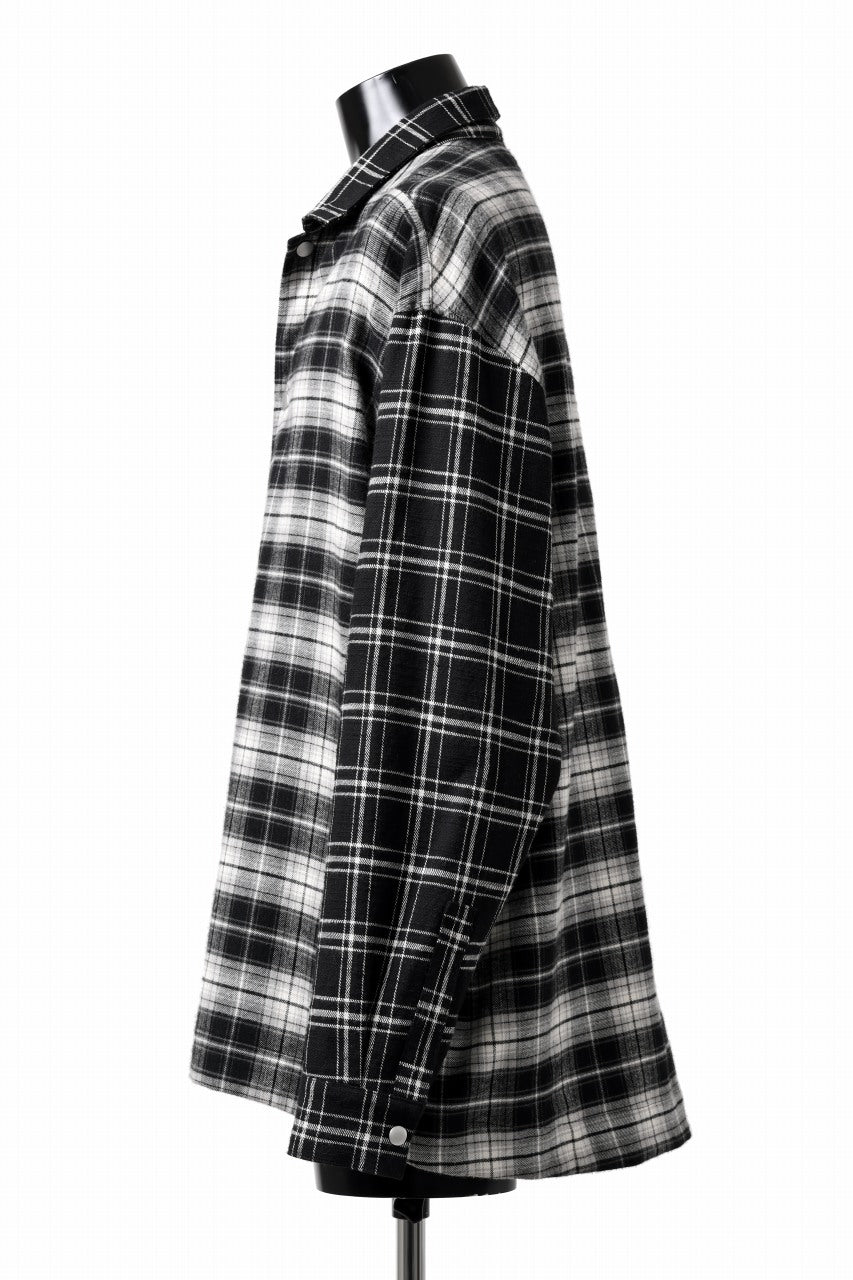 画像をギャラリービューアに読み込む, A.F ARTEFACT SNAPPED OVER SHIRT / SWITCHING CHECK (BLACK)