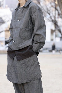 画像をギャラリービューアに読み込む, KLASICA "SOLO WOOD" LOOSE FIT SHORT COVER ALL / 9.7oz COTTON x LINEN CHAMBRAY (GRAY DENIM)