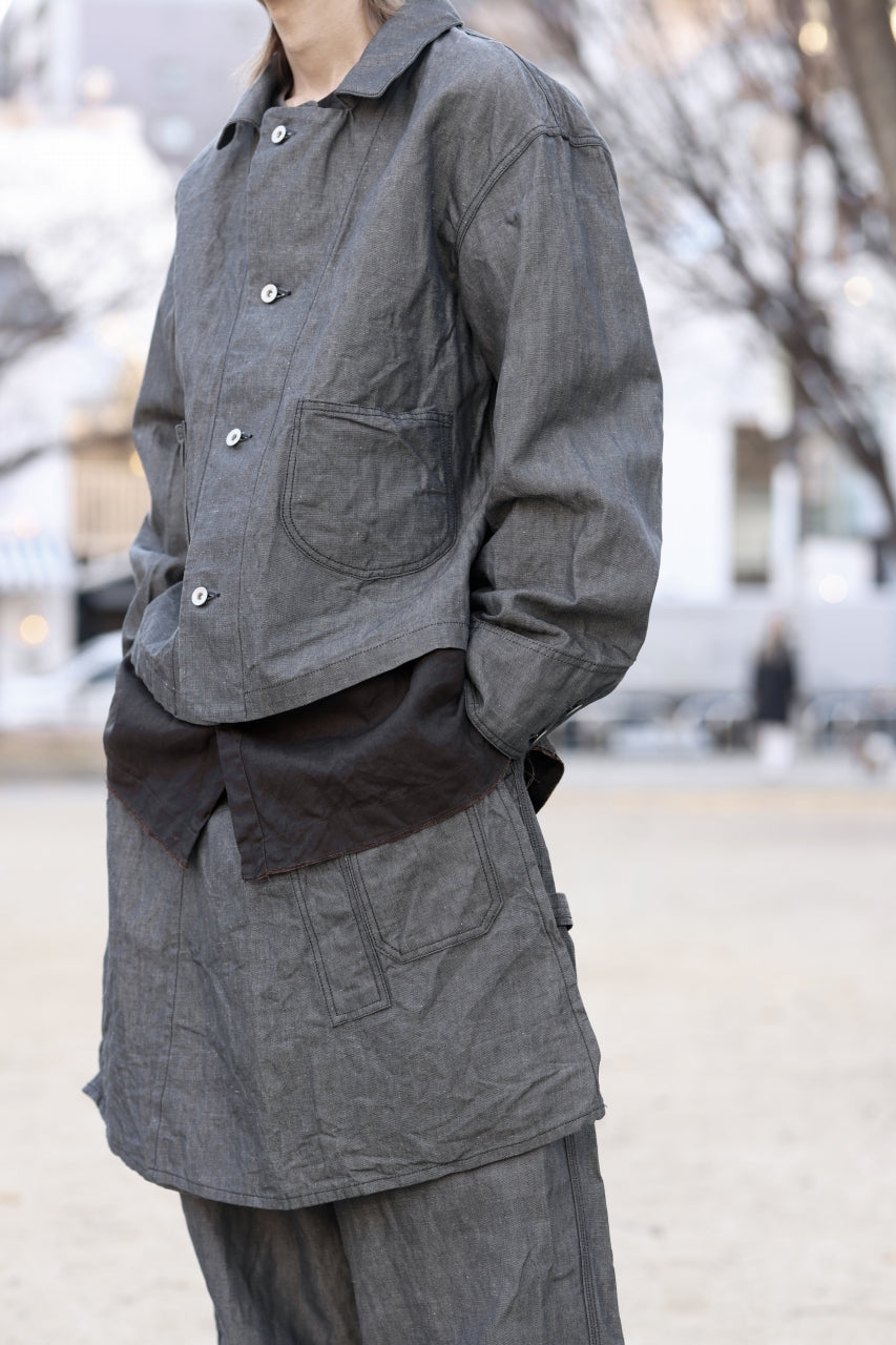 画像をギャラリービューアに読み込む, KLASICA "SOLO WOOD" LOOSE FIT SHORT COVER ALL / 9.7oz COTTON x LINEN CHAMBRAY (GRAY DENIM)