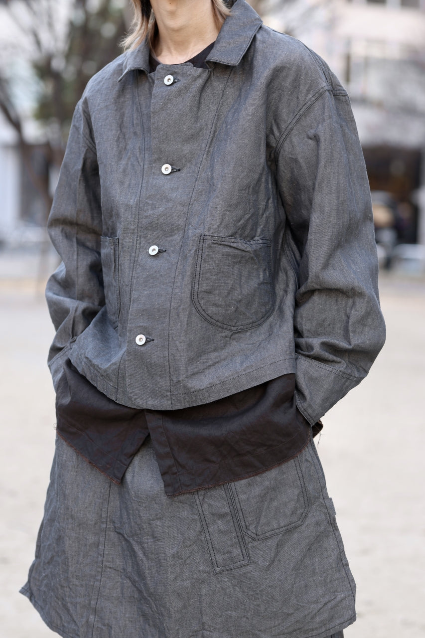 画像をギャラリービューアに読み込む, KLASICA "SOLO WOOD" LOOSE FIT SHORT COVER ALL / 9.7oz COTTON x LINEN CHAMBRAY (GRAY DENIM)