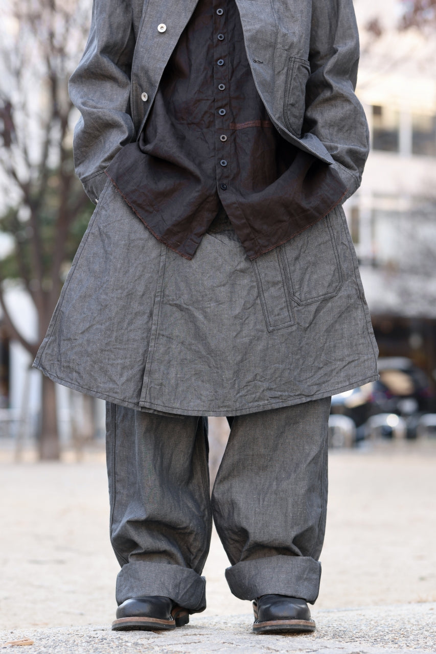 画像をギャラリービューアに読み込む, KLASICA "ROCKWELL" LOW CLOTCH APRON WORKER PANTS / 9.7oz COTTON x LINEN CHAMBRAY (GRAY DENIM)