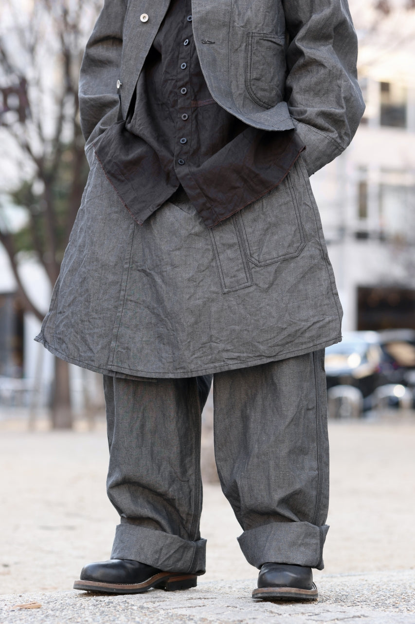 画像をギャラリービューアに読み込む, KLASICA "ROCKWELL" LOW CLOTCH APRON WORKER PANTS / 9.7oz COTTON x LINEN CHAMBRAY (GRAY DENIM)