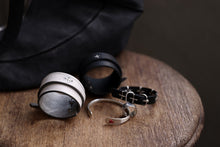 Load image into Gallery viewer, m.a+ thin silver cross studded wrist band / A-F2BL1/GR2,0 (BLACK)