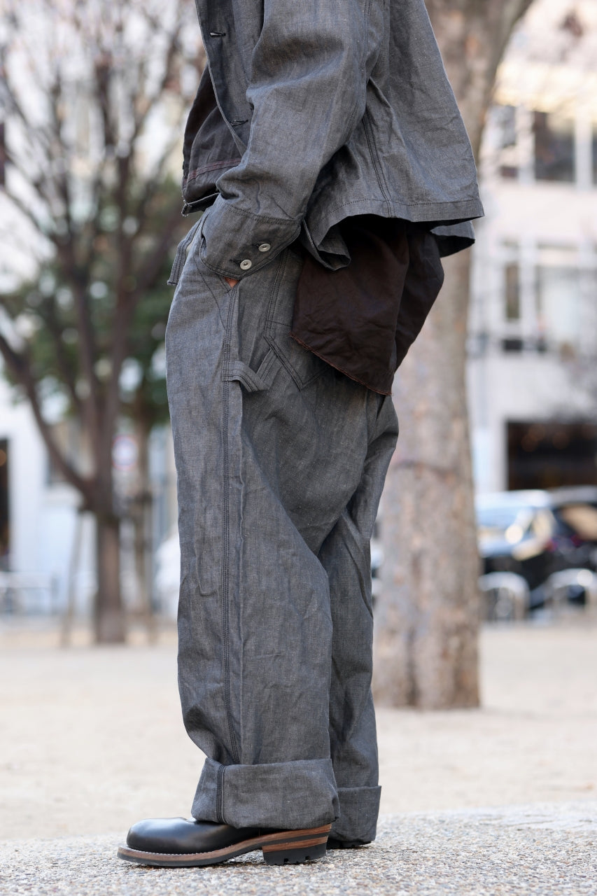 画像をギャラリービューアに読み込む, KLASICA "ROCKWELL" LOW CLOTCH APRON WORKER PANTS / 9.7oz COTTON x LINEN CHAMBRAY (GRAY DENIM)