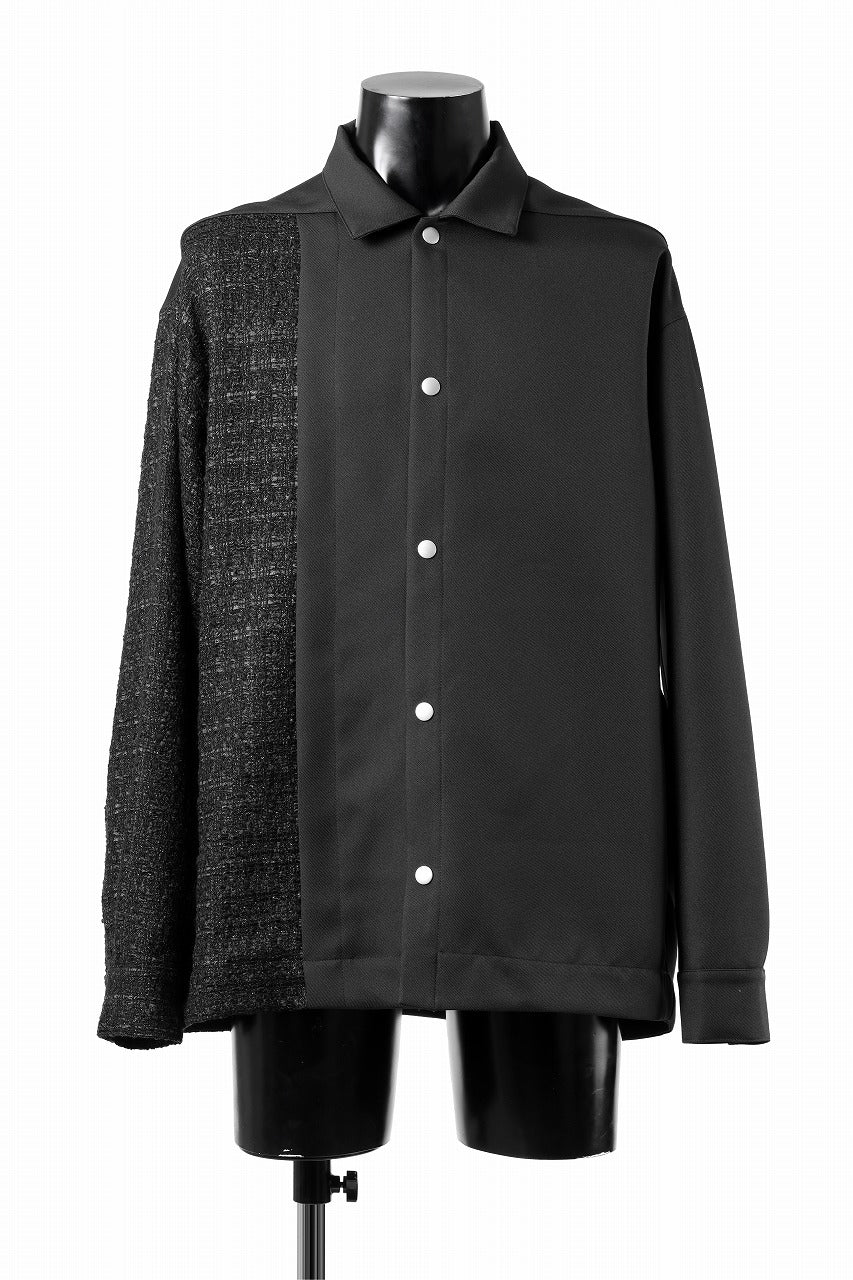 画像をギャラリービューアに読み込む, A.F ARTEFACT SNAPPED PANEL SWITCHING SHIRT / COMBI TWILL & TWEED (BLACK)